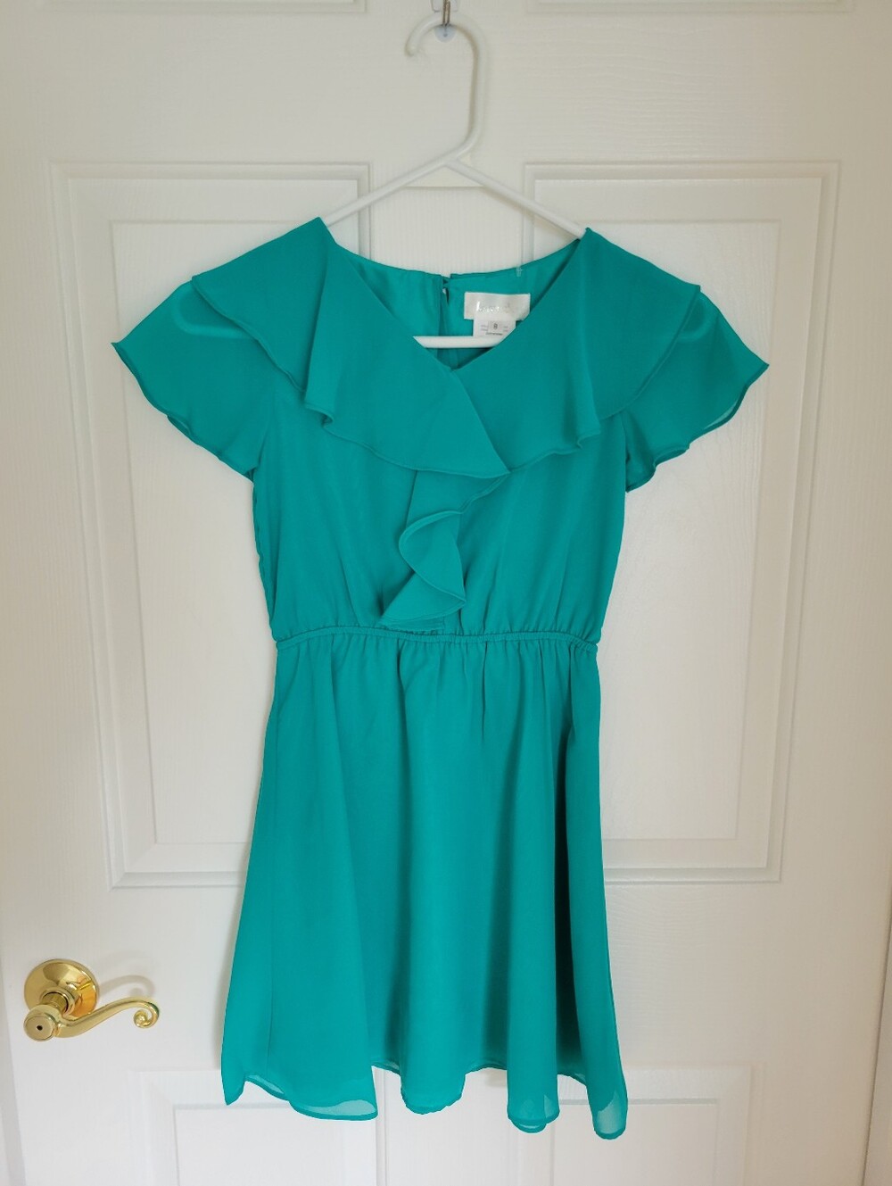Lavender By US Angels NWT Jade Blue Ruffle Dress Short Sleeves Girls Size 8
